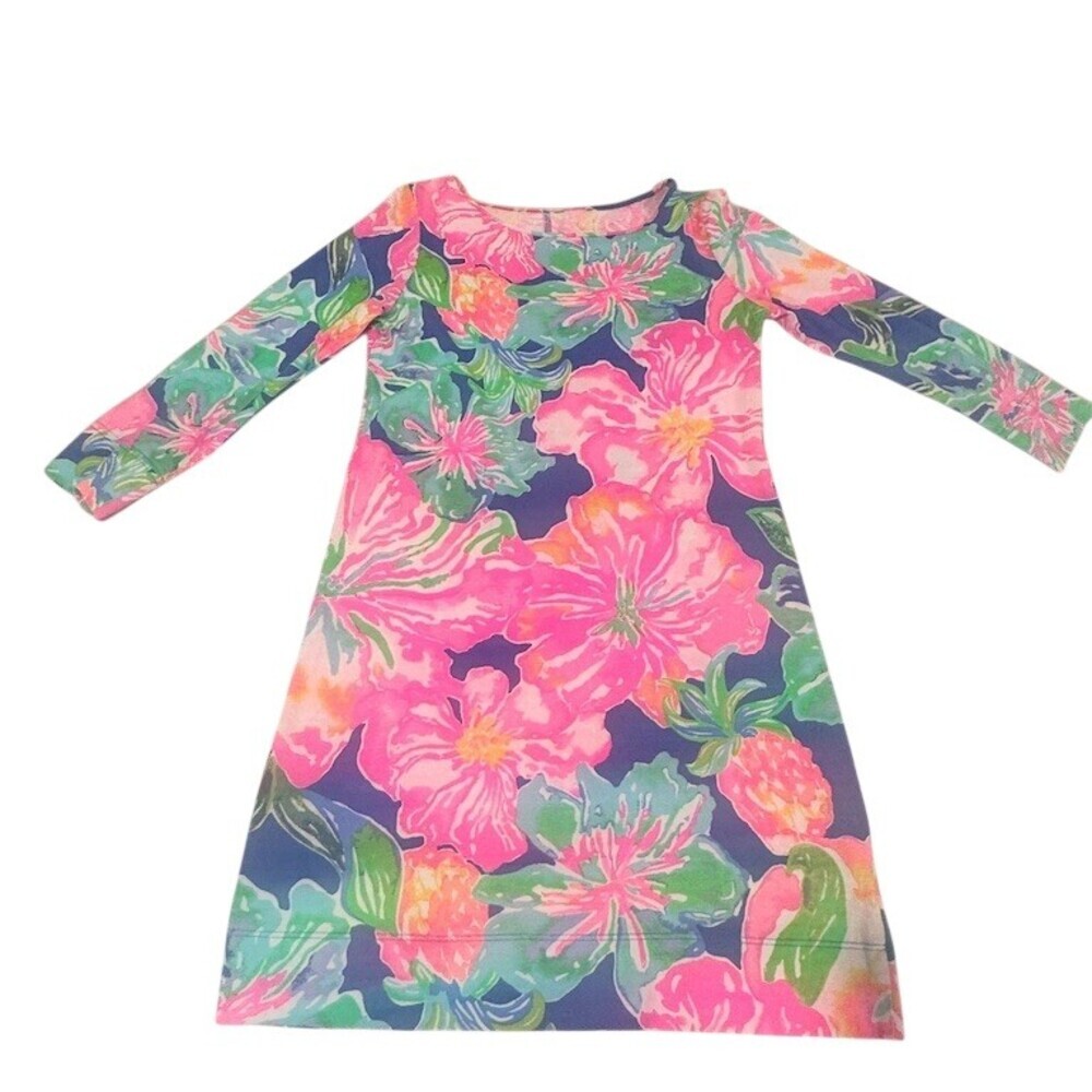 Lilly Pulitzer Marlowe Shift Dress Womens XS Pink Blue Tropical Lightweight